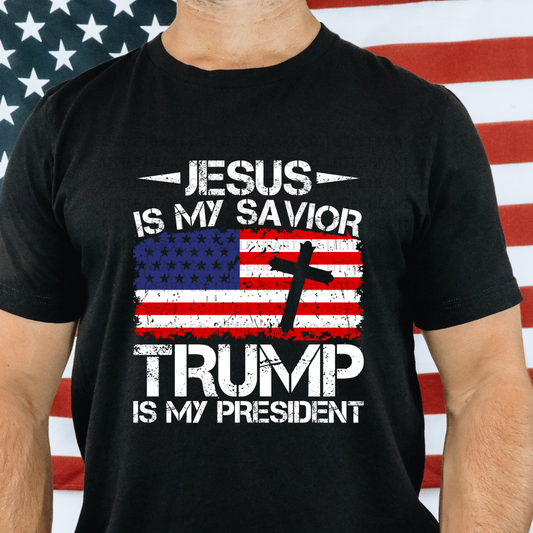 Jesus is My Savior Trump is My President-Black Tee